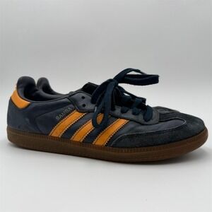 adidas Samba OG Men's Sneakers Navy Blue Orange Stripes Gum Sole Suede Toe‎